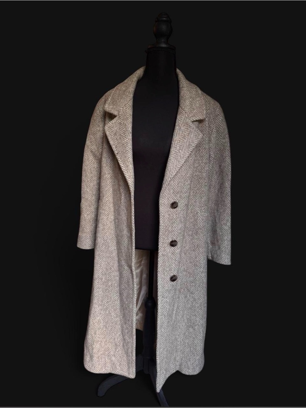 Vintage Steve Madden Herringbone 100% Wool Coat